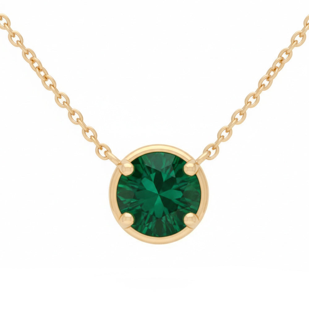 .78ct 14kt Yellow Gold Emerald Gemstone Pendant Necklace 16+2" Ext Long