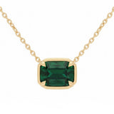 <span style="color:purple">SPECIAL!</span> 1.10ct 14kt Yellow Gold Emerald Gemstone Pendant Necklace 16+2" Ext Long