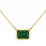 1.66ct G SI 14kt Yellow Gold Emerald Gemstone Bezel Pendant Necklace 18" Long