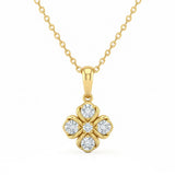.25ct G SI 14kt Yellow Gold Diamond Modern Flower Pendant Necklace 18" Long