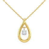 .15ct G SI 14kt Yellow Gold Diamond Pear Shape Dazzling Diamond Teardrop Pendant Necklace 18" Long