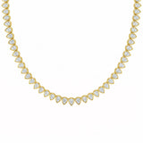 6.97ct G SI 14kt Yellow Gold Pear Diamond Bezel Set Tennis Necklace 16" Long