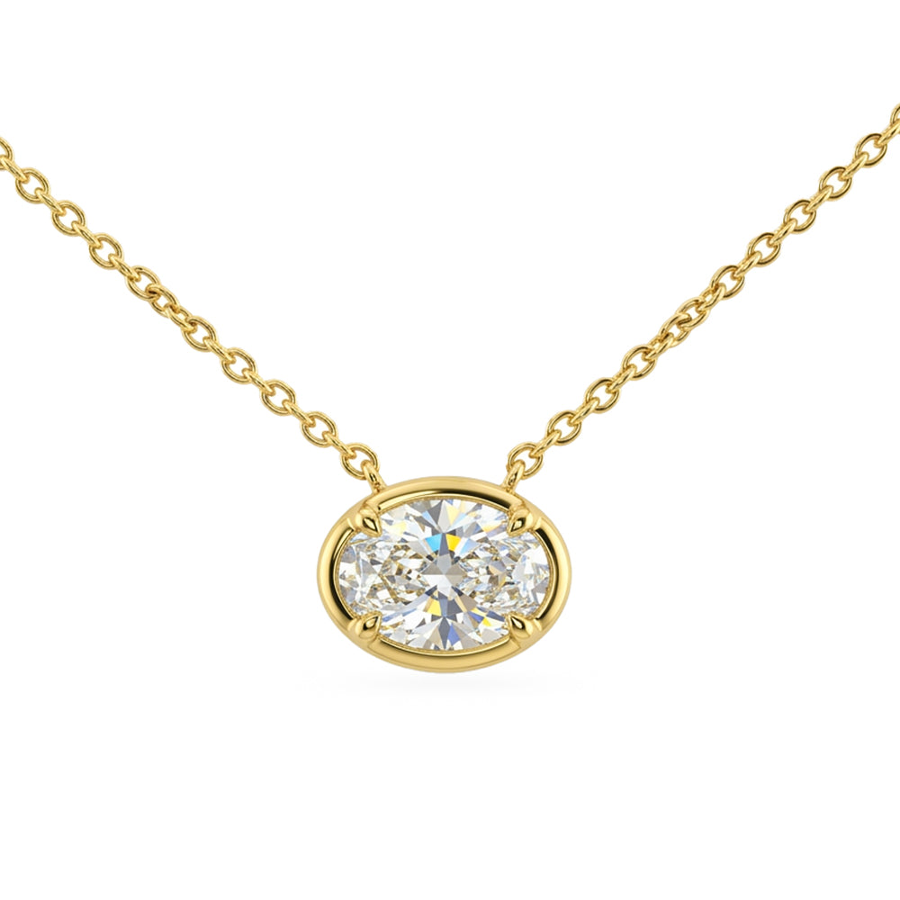 .30ct G SI 14kt Yellow Gold Oval Diamond Solitaire Pendant Necklace 16+2" Long