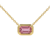 .36ct G SI 14kt Yellow Gold Bezel Set Pink Sapphire Gemstone Pendant Necklace 16 + 2" Long