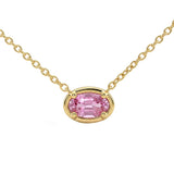 <span style="color:purple">SPECIAL!</span> .28ct G SI 14kt Yellow Gold Bezel Set Pink Sapphire Gemstone Pendant Necklace 16 + 2" Long