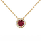 .45ct G SI 14kt Yellow Gold Diamond & Ruby Gemstone Pendant Necklace 18" Long
