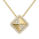 .18ct G SI 14kt Yellow Gold Diamond Modern Pendant 16+2" Long
