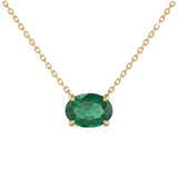 .78ct G SI 14kt Yellow Gold Oval Emerald Gemstone Solitaire Pendant Necklace 16 + 2" Long