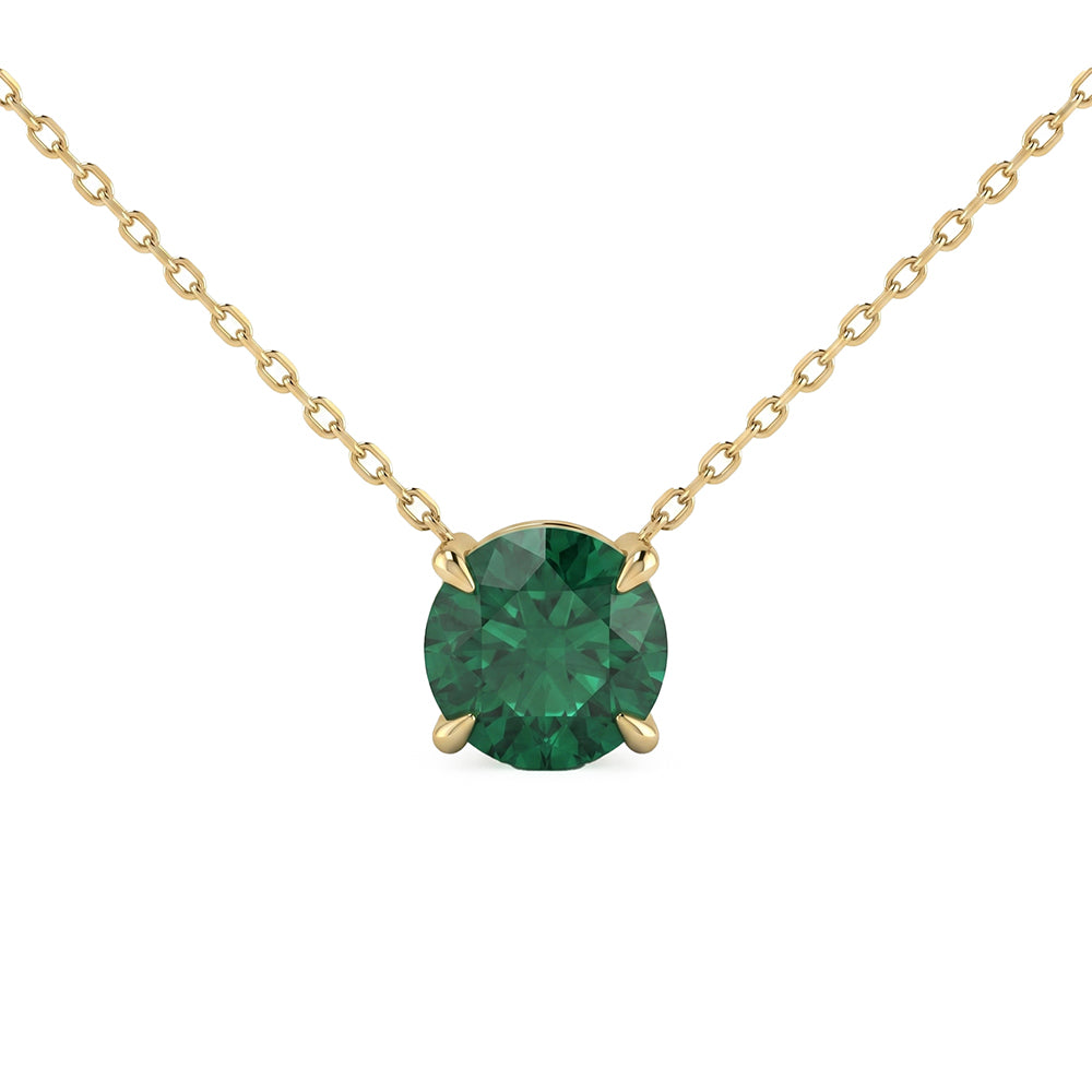 .93ct G SI 14kt Yellow Gold Emerald Gemstone Solitaire Pendant Necklace 16 + 2" Long