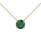 .93ct G SI 14kt Yellow Gold Emerald Gemstone Solitaire Pendant Necklace 16 + 2" Long