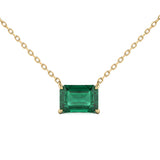 1.00ct G SI 14kt Yellow Gold Emerald Gemstone Solitaire Pendant Necklace 16 + 2" Long