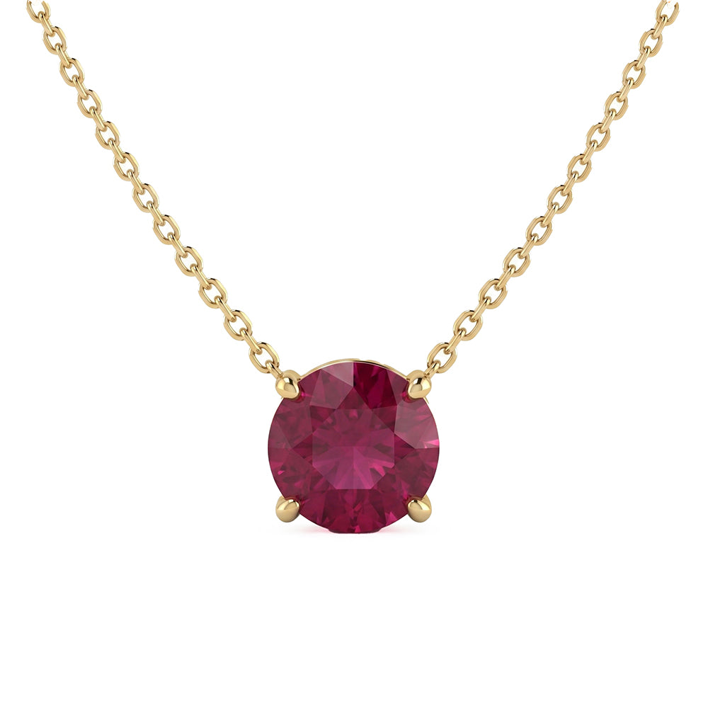 1.09ct G SI 14kt Yellow Gold Ruby Gemstone SoliatirePendant Necklace 16 + 2" Long