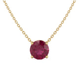 1.09ct G SI 14kt Yellow Gold Ruby Gemstone SoliatirePendant Necklace 16 + 2" Long