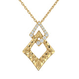 .10ct G SI 14kt Yellow Gold Diamond Modern Pendant Necklace 18" Long