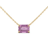 .93ct G SI 14kt Yellow Gold Pink Sapphire Gemstone Solitaire Pendant Necklace 16 + 2" Long