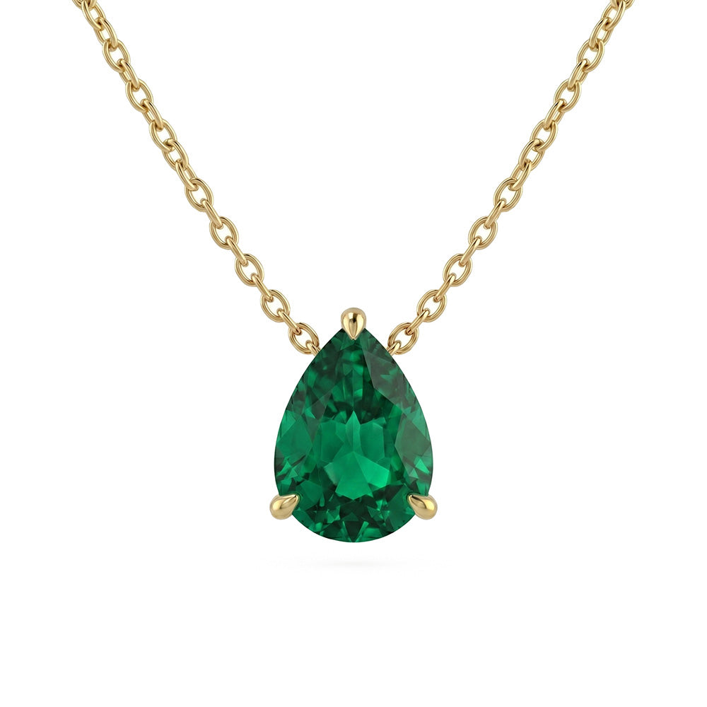 .59ct G SI 14kt Yellow Gold Emerald Gemstone Pendant Necklace 16+2" Long