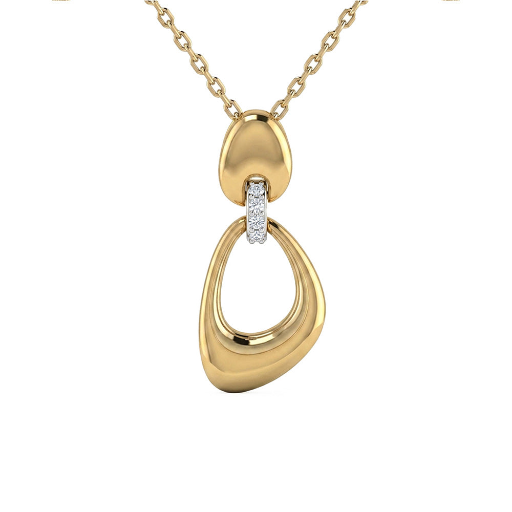 .02ct G SI 14kt Yellow Gold Diamond Modern Pendant Necklace 18" Long