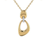 .02ct G SI 14kt Yellow Gold Diamond Modern Pendant Necklace 18" Long