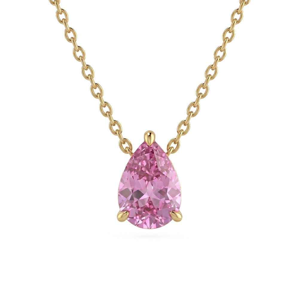 .56ct G SI 14kt Yellow Gold Pink Sapphire Gemstone Pendant Necklace 16+2" Long