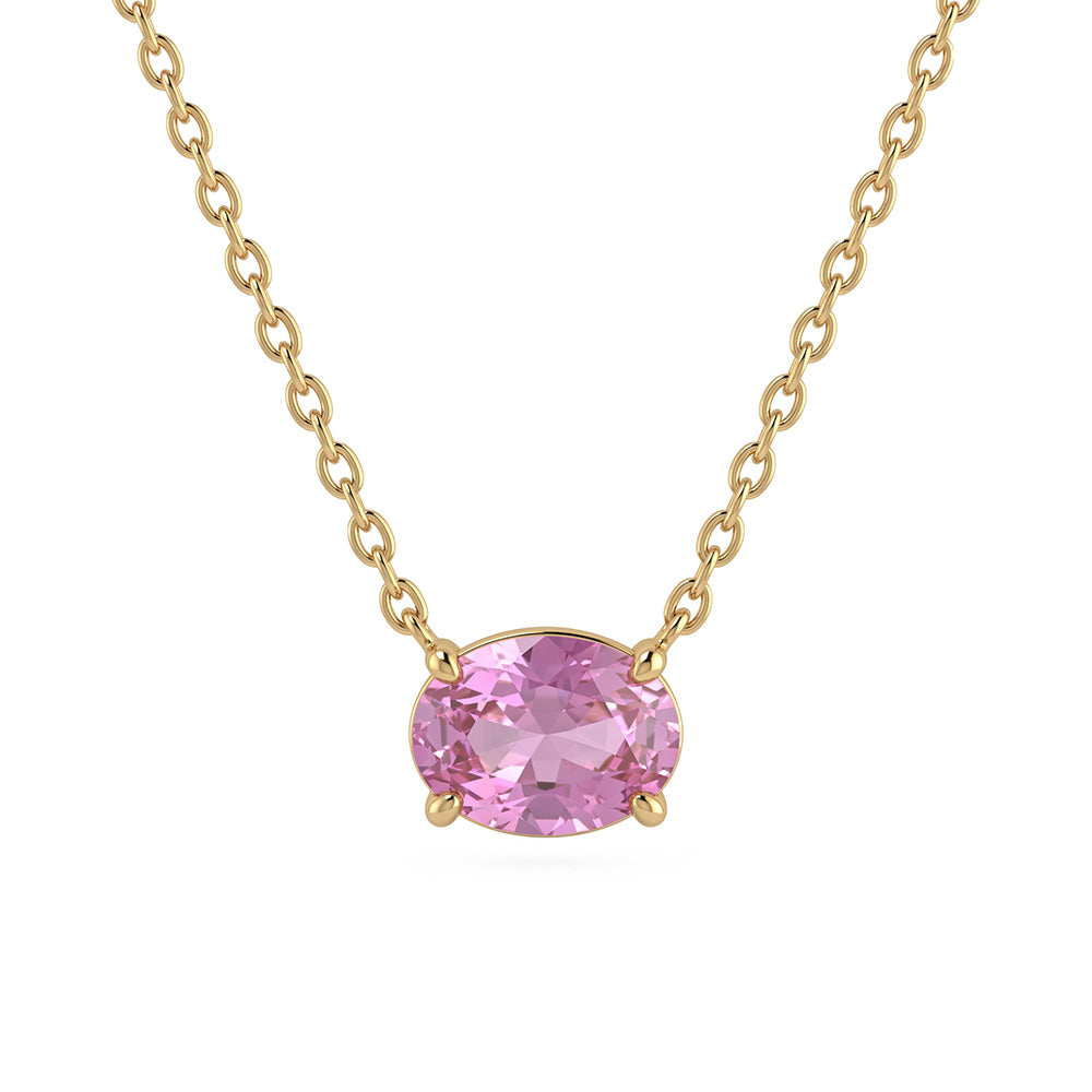 .84ct G SI 14kt Yellow Gold Pink Sapphire Gemstone Pendant Necklace 16+2" Long