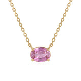 .84ct G SI 14kt Yellow Gold Pink Sapphire Gemstone Pendant Necklace 16+2" Long