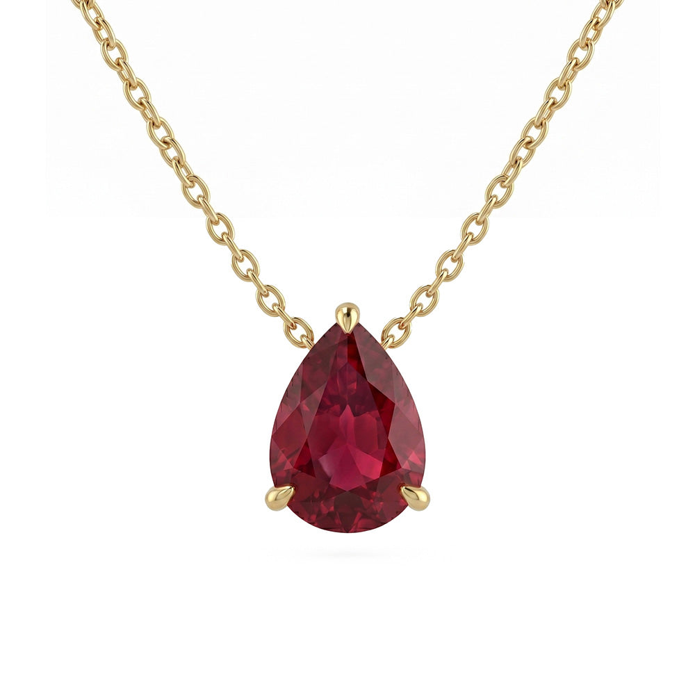 .64ct G SI 14kt Yellow Gold Ruby Gemstone Pendant Necklace 16+2" Long