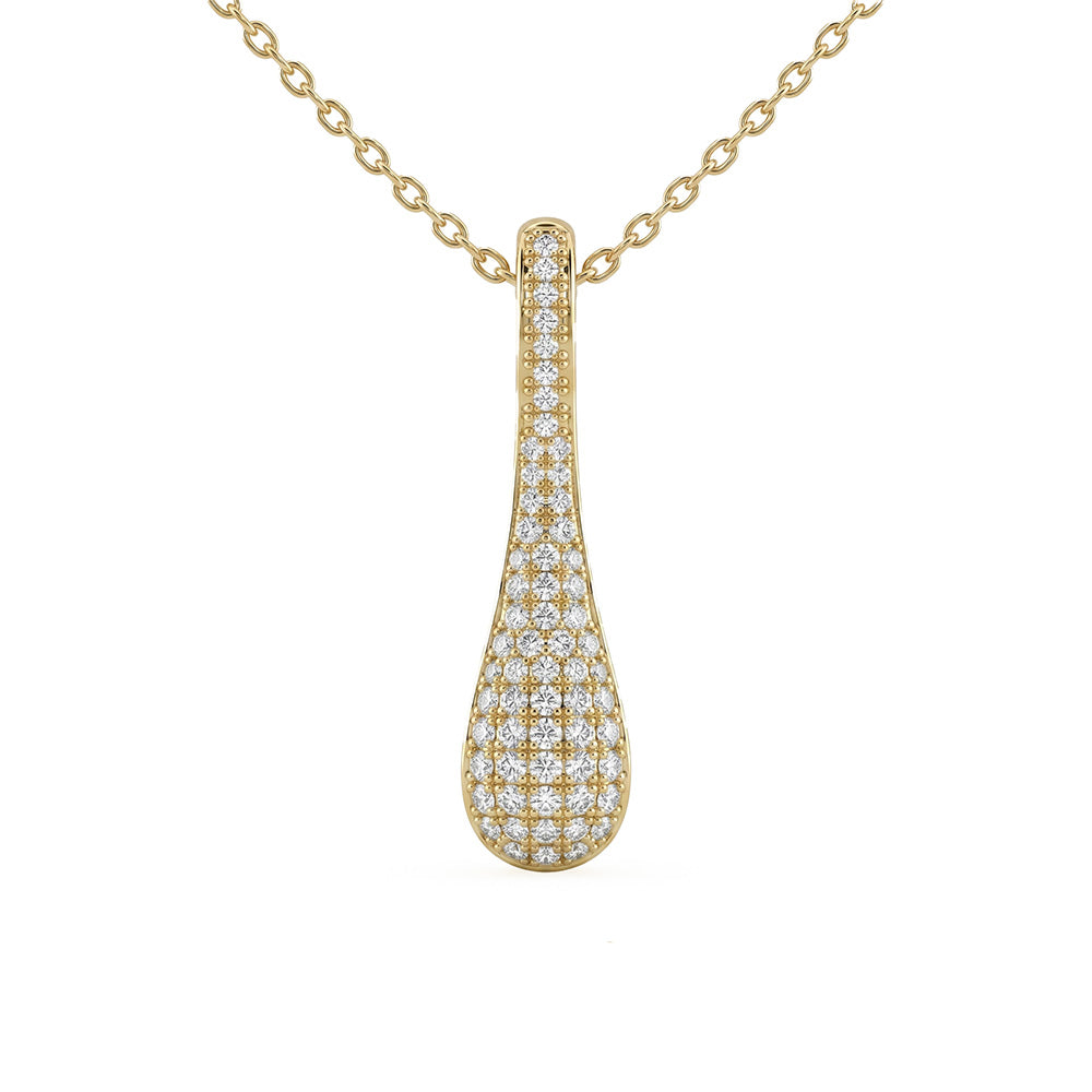 .26ct G SI 14kt Yellow Gold Diamond Modern Teardrop Pendant Necklace 18" Long