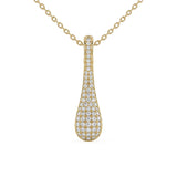 .26ct G SI 14kt Yellow Gold Diamond Modern Teardrop Pendant Necklace 18" Long