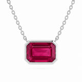 1.10ct G SI 14kt White Gold Ruby Gemstone Pendant Necklace 18" Long