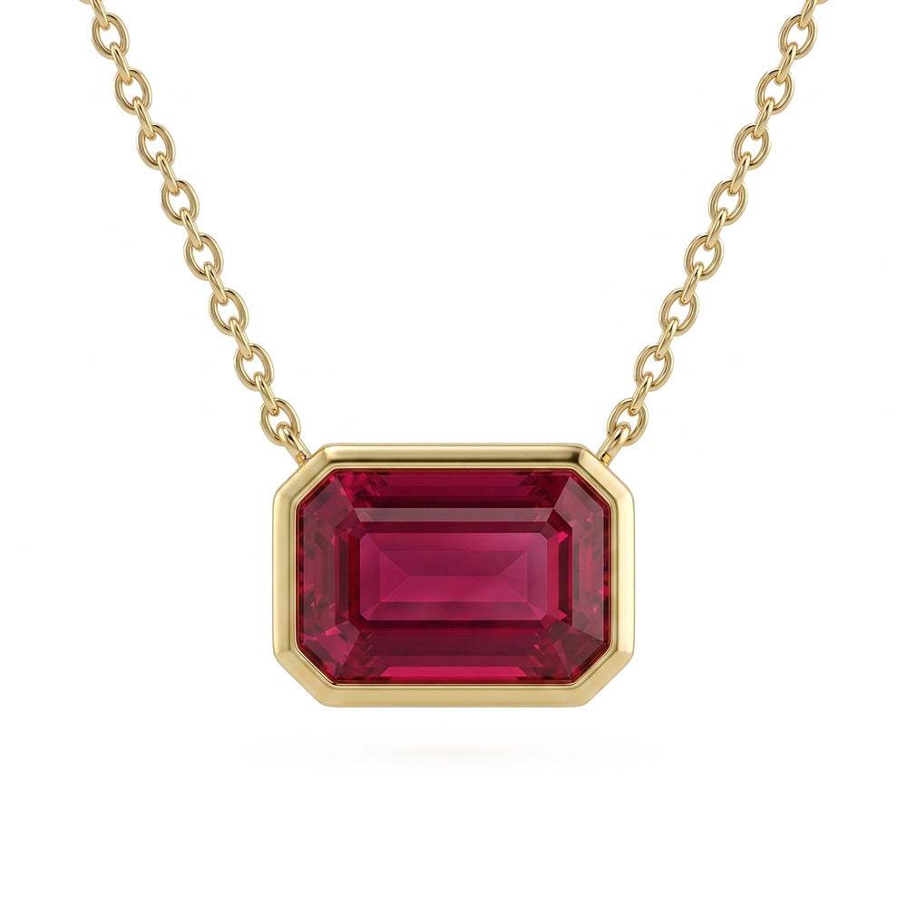 .87ct G SI 14kt Yellow Gold Ruby Gemstone Pendant Necklace 18" Long