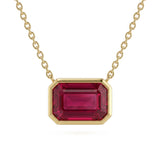 .87ct G SI 14kt Yellow Gold Ruby Gemstone Pendant Necklace 18" Long