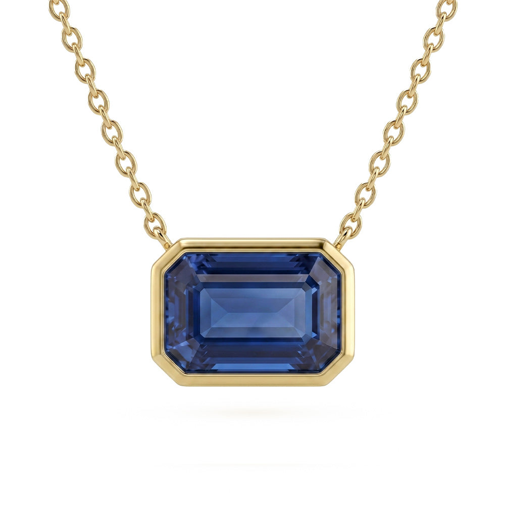 .97ct G SI 14kt Yellow Gold Blue Sapphire Gemstone Pendant Necklace 16 + 2" Long