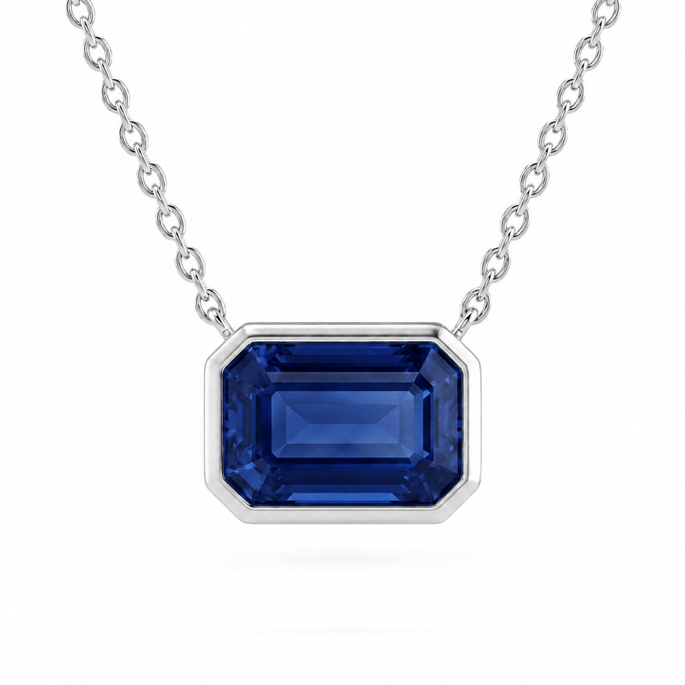 1.18ct G SI 14kt White Gold Blue Sapphire Gemstone Pendant Necklace 16 + 2" Long