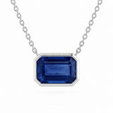 1.18ct G SI 14kt White Gold Blue Sapphire Gemstone Pendant Necklace 16 + 2" Long