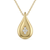 .09ct G SI 14kt Yellow Gold Diamond Modern Teardrop Pendant Necklace 16 + 2" Long