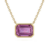 1.00ct G SI 14kt Yellow Gold Pink Sapphire Gemstone Pendant Necklace 16 + 2" Long