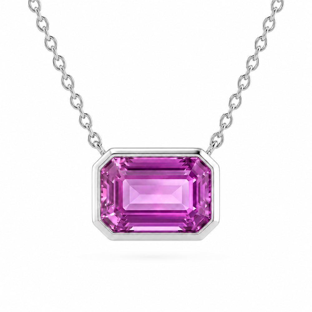 .81ct G SI 14kt White Gold Pink Sapphire Gemstone Pendant Necklace 16 + 2" Long