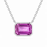 .81ct G SI 14kt White Gold Pink Sapphire Gemstone Pendant Necklace 16 + 2" Long