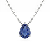 .71ct G SI 14kt White Gold Blue Sapphire Gemstone Pendant Necklace 16 + 2" Long