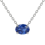 1.02ct G SI 14kt White Gold Blue Sapphire Gemstone Pendant Necklace 16 + 2" Long
