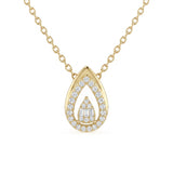 .14ct G SI 14kt Yellow Gold Diamond Modern Pear Shaped Pendant Necklace 16 + 2" Long
