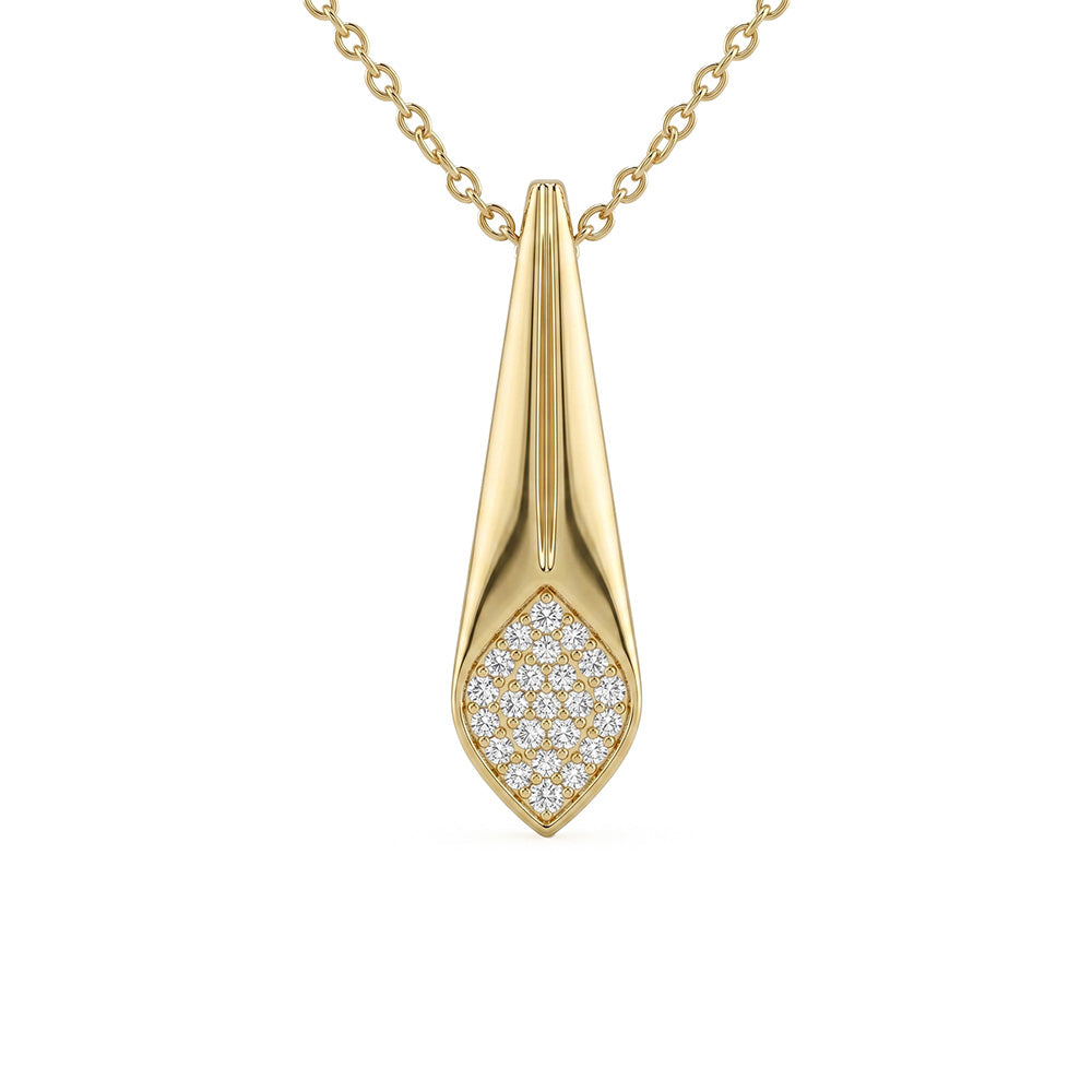 .13ct G SI 14kt Yellow Gold Diamond Modern Pendant Necklace 16 + 2" Long
