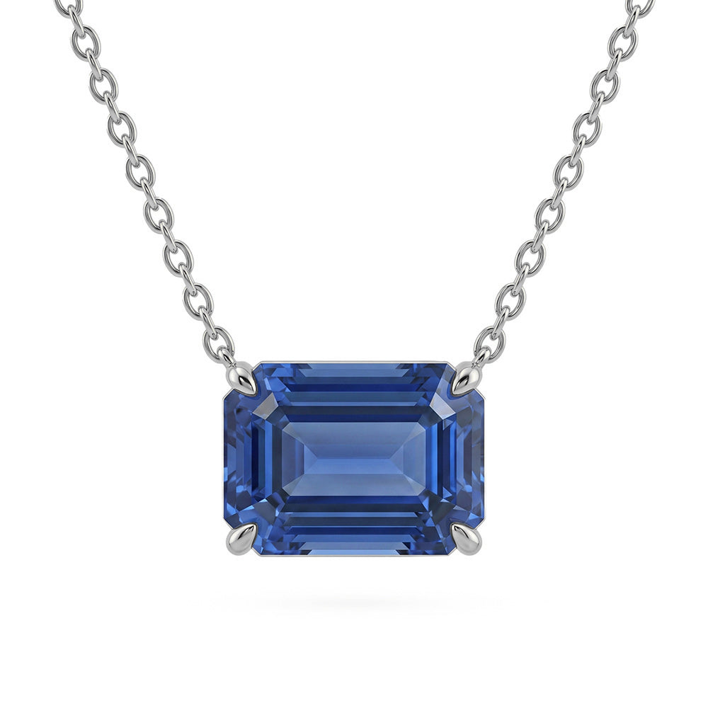 .84ct G SI 14kt White Gold Blue Sapphire Gemstone Pendant Necklace 16 + 2" Long