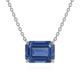 .84ct G SI 14kt White Gold Blue Sapphire Gemstone Pendant Necklace 16 + 2" Long