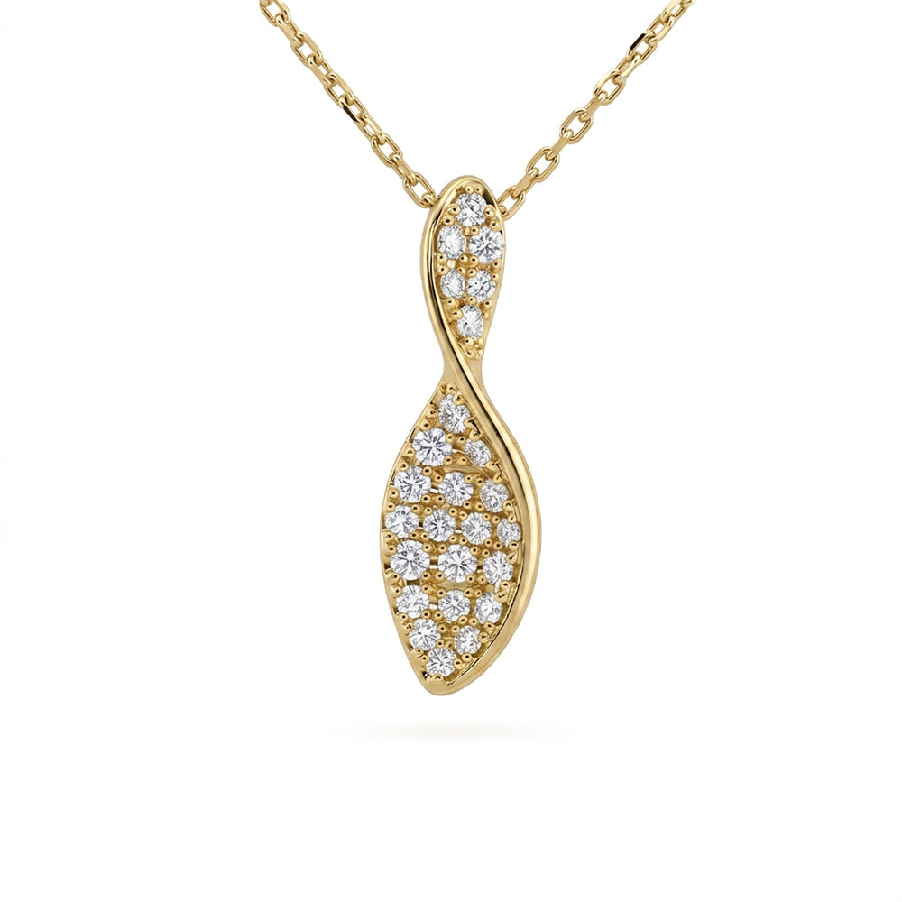 .25ct G SI 14kt Yellow Gold Diamond Modern Pendant Necklace 18" Long