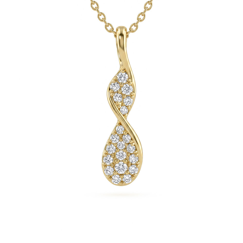 .20ct G SI 14kt Yellow Gold Diamond Pendant Necklace 18" Long