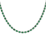 <span style="color:purple">SPECIAL!</span> 12.35ct G SI 14kt White Gold Oval Emerald Gemstone & Diamond Tennis Necklace 16" Long