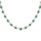 <span style="color:purple">SPECIAL!</span> 11.02ct G SI 14kt White Gold Oval Emerald Gemstone & Diamond Tennis Necklace 16" Long