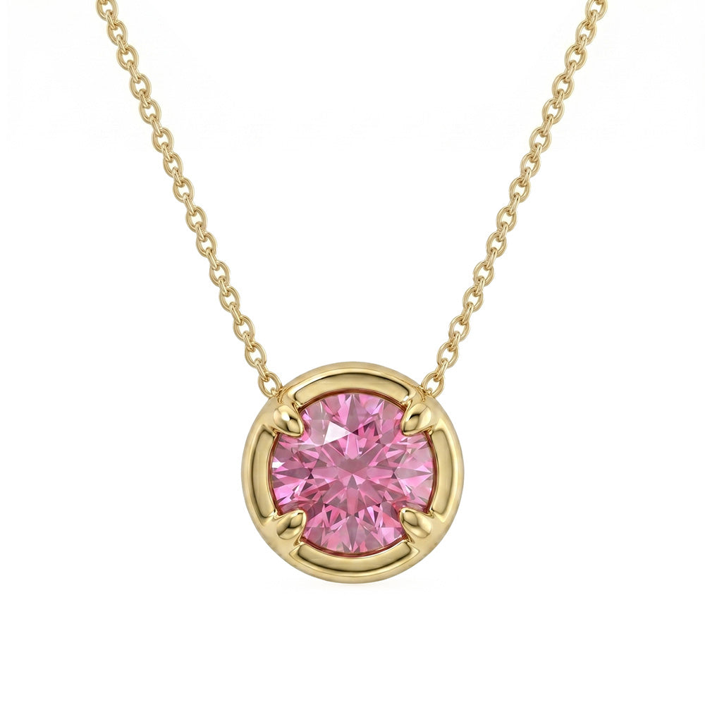 .30ct G SI 14kt Yellow Gold Pink Sapphire Gemstone Pendant Necaklace 16 + 2 " Long
