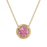 .30ct G SI 14kt Yellow Gold Pink Sapphire Gemstone Pendant Necaklace 16 + 2 " Long